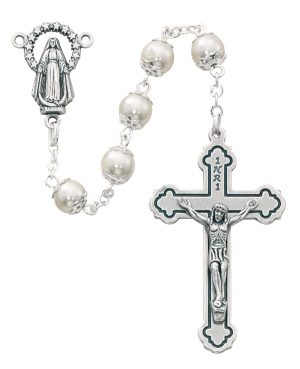 Pearl Glass Rosary Boxed
