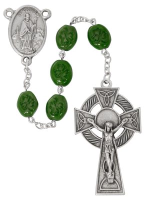 Green Shamrock Celtic Rosary Boxed