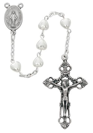 Pearl Heart Rosary Boxed