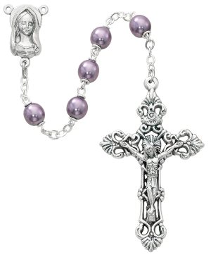 7mm Lavendar Rosary Boxed