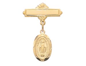Gold on Sterling Miraculous Baby Pin Boxed