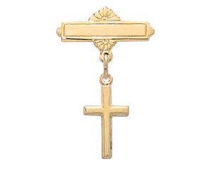 Gold on Sterling Cross Baby Pin Boxed