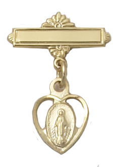 Gold on Sterling Miraculous Baby Pin Boxed