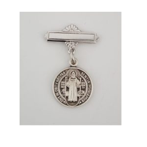 STERLING SILVER ST. BENEDICT BABY PIN DELUXE BOX