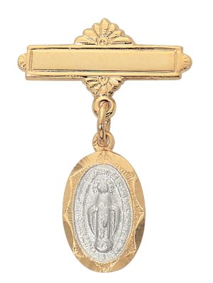 Two-tone Sterling Miraculous Baby Pin Boxed