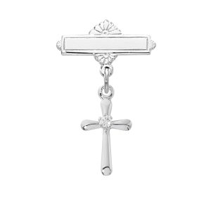 STERLING SILVER CROSS W CZ STONE BABY PIN/T