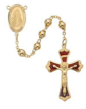 Gold Divine Mercy Rosary Boxed