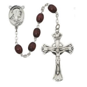 Brown Wood Rosary Boxed