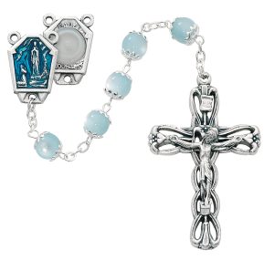 Blue Our Lady of Lourdes Rosary Boxed