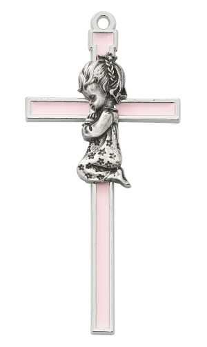 5" Pink childrens wall cross boxed