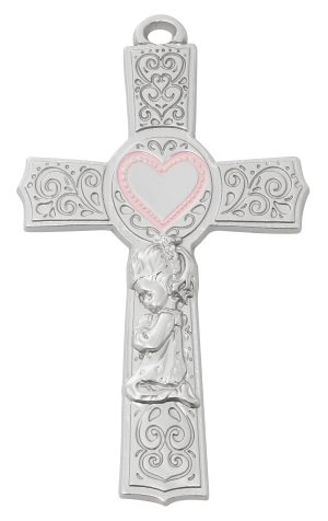 6in. Pewter Baby Girl Cross Boxed