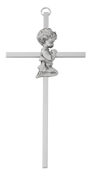 6" Girl praying childrens cross boxed