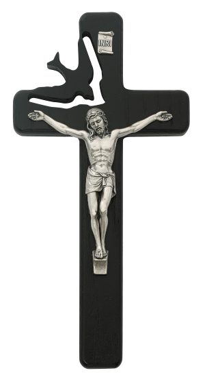 8in Black Holy Sprit Crucifix Boxed