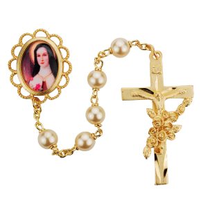 St Therese Pearl like Rosary Boxed