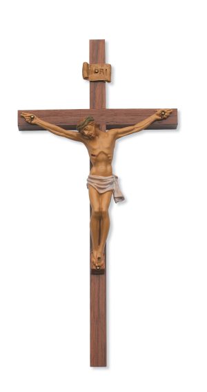 24 in. Walnut Stain Crucifix Boxed