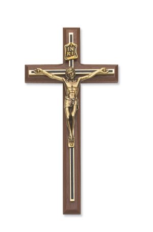 8 in. Walnut Stain Crucifix Boxed