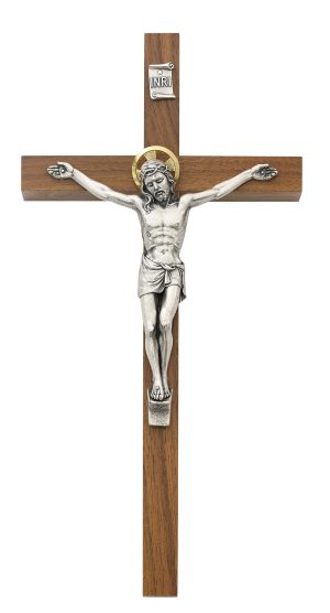 8 in. Walnut Crucifix Boxed