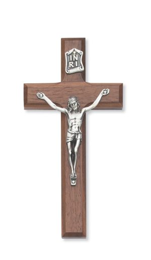 6 in. Walnut Stain Crucifix Boxed