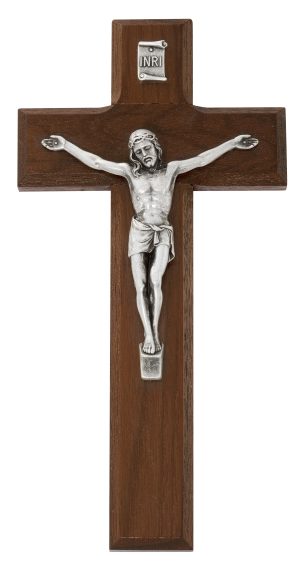 8 in. Walnut Stain Crucifix Boxed