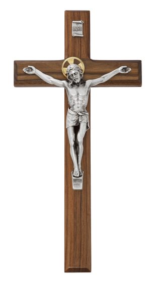 10 in. Walnut Stain Crucifix Boxed