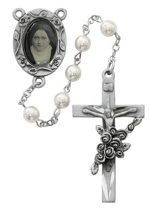 Pearl like St Therese Rosary Boxed
