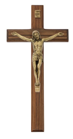 8 in. Beveled Walnut Crucifix Boxed