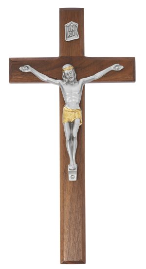 10 in. Walnut Crucifix Boxed