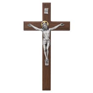 8 in. Walnut Crucifix Boxed