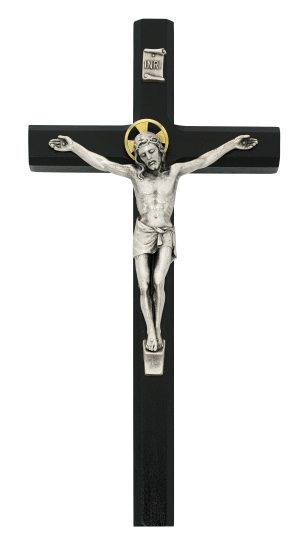 10in Black Painted Crucifix Boxed