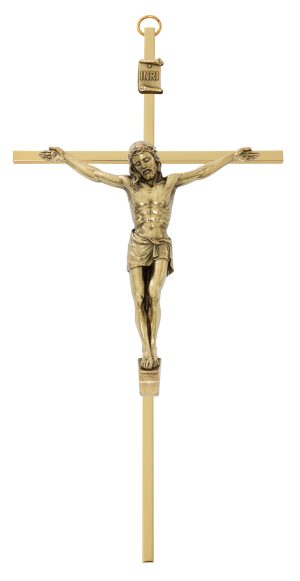 10" GOLD TONE CROSS AND CORPUS CRUCIFIX BOXED