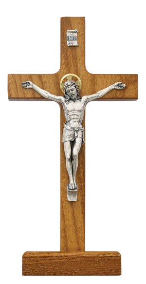 8 in. Walnut Standing Crucifix Boxed
