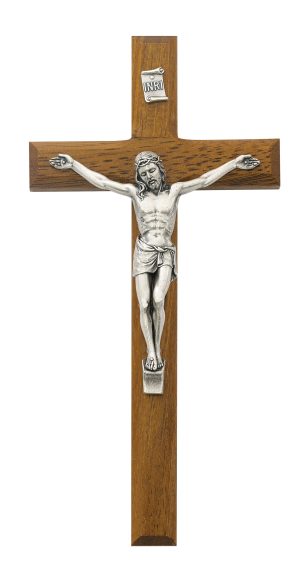 8 in. Walnut Crucifix Boxed