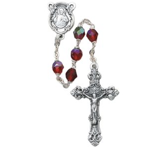 Red Glass July Rosary Boxed
