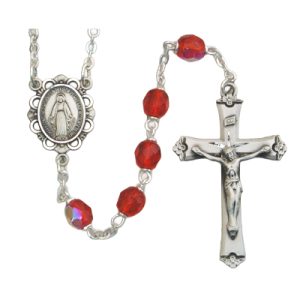 Red Glass July Rosary Boxed
