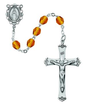 Amber Glass November Rosary Boxed