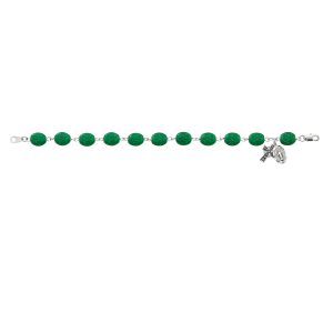 7.5in Green Shamrock Rosary Bracelet Boxed