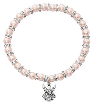 PINK PEARL BABY STRCH BRACELET CARD AND HANG BAG
