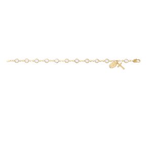 Gold Tone Pewter Crystal Stone Bracelet Deluxe box