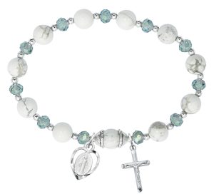 Howolite Rosary Stretch Bracelet Boxed