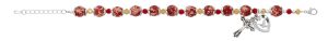 H.S. on Red Marbeline & Red Crystal Beads with Adjustable Links