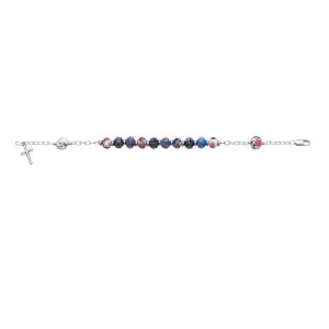 7.5in Multi Crystal Rosary Bracelet Boxed