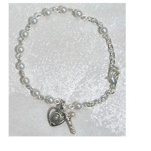 6.5in Pearl Rosary Bracelet Boxed