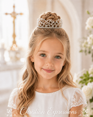 First Communion Pearl and Crystal Bunwrap Tiara