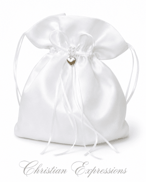 First Communion Purse with Gold Puffed Heart