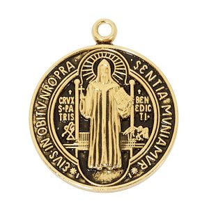 Gold over Sterling Silver St. Benedict medal