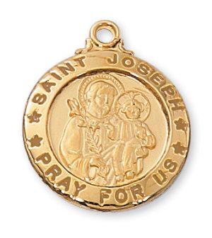 GOLD OVER STERLING SILVER ST. JOSEPH PENDANT BOXED