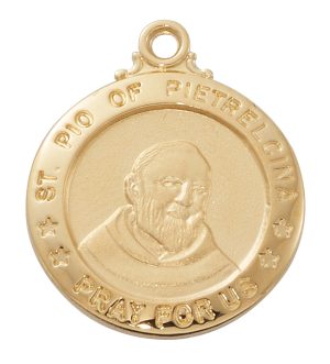 GOLD OVER STERLING SILVER ST. PADRE PIO PENDANT BOXED