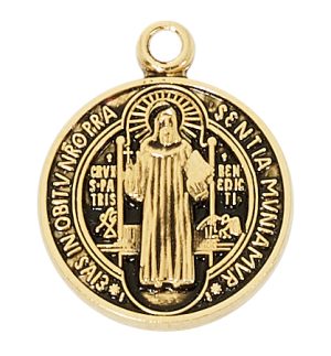 Gold over Sterling Silver St. Benedict medal