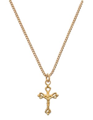 Gold on Sterling Crucifix Baby Chain and Boxed