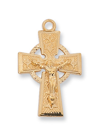 Gold over Sterling Celtic Crucifix Pendant 1 Gold over Sterling Celtic Crucifix Pendant